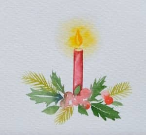 Weihnachten Aquarell Kerze malen