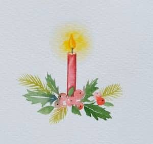 Weihnachten Aquarell Kerze malen